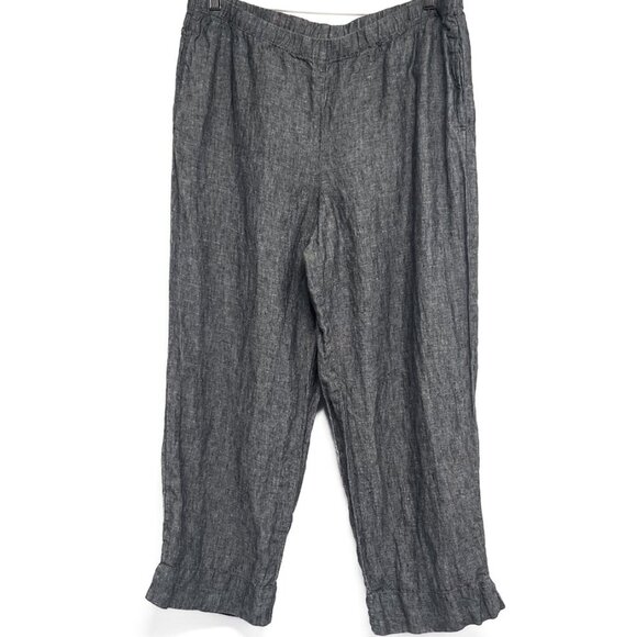J. Jill Love Linen Wide Leg Cropped Pants Trousers Grey Medium High Waisted - Picture 1 of 7